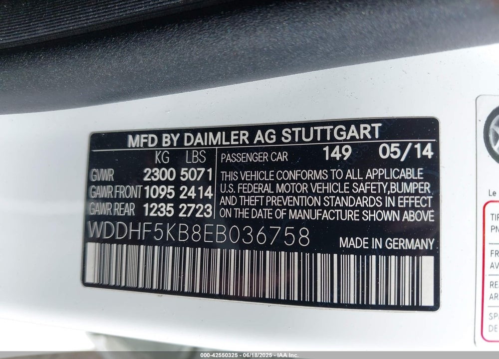 2014 MERCEDES-BENZ E 350 VIN: WDDHF5KB8EB036758