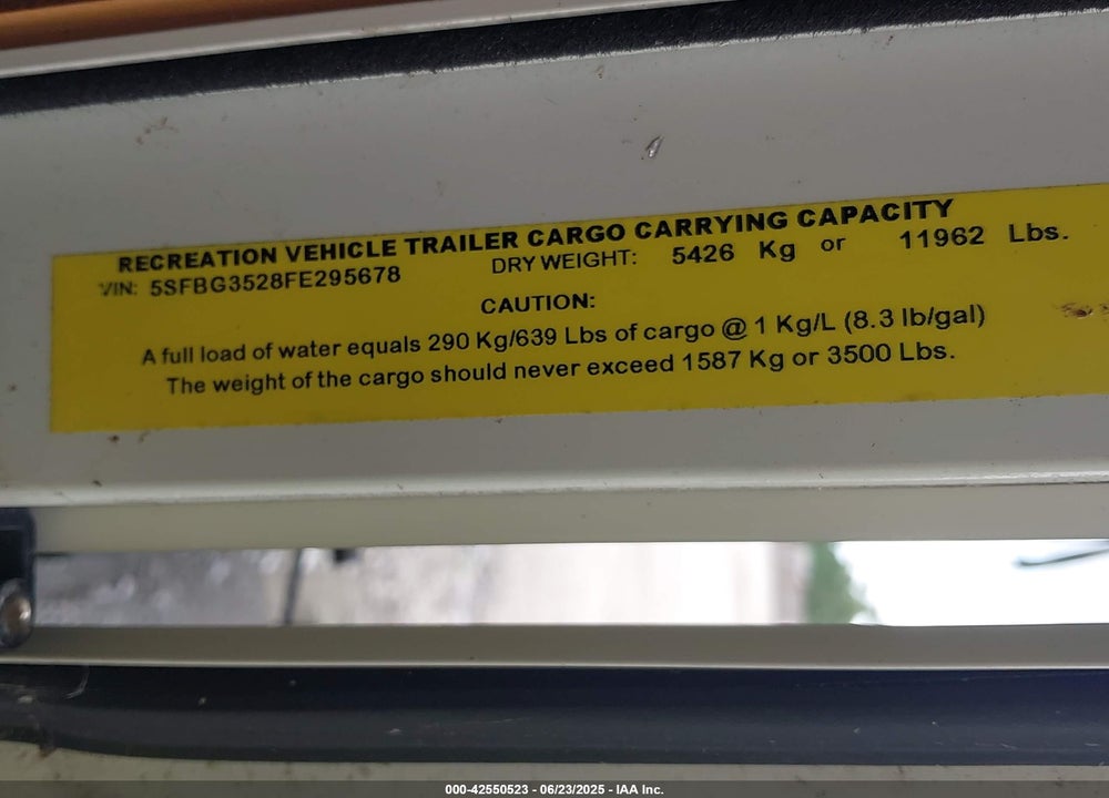 2015 HEARTLAND RV OTHER VIN: 5SFBG3528FE295678