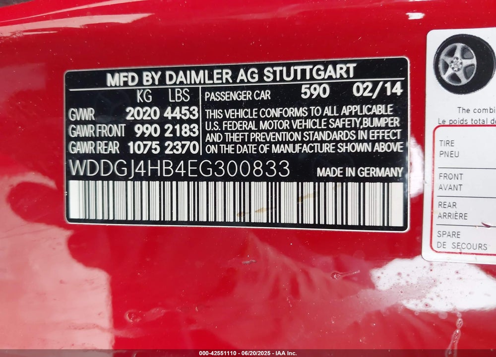 2014 MERCEDES-BENZ C CLASS VIN: WDDGJ4HB4EG300833