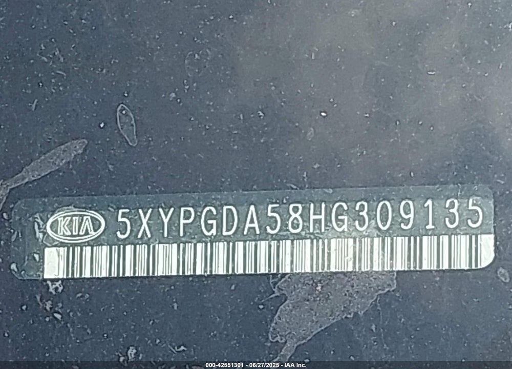 2017 KIA SORENTO 3.3L LX VIN: 5XYPGDA58HG309135