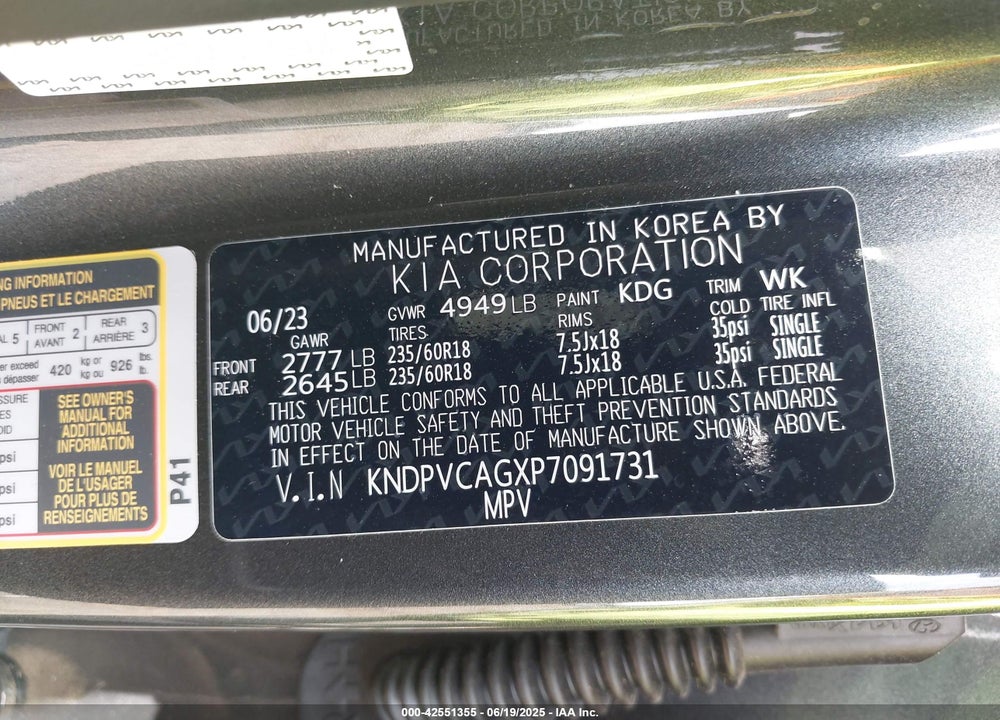 2023 KIA SPORTAGE HYBRID EX VIN: KNDPVCAGXP7091731