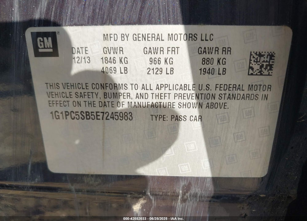 2014 CHEVROLET CRUZE 1LT AUTO VIN: 1G1PC5SB5E7245983