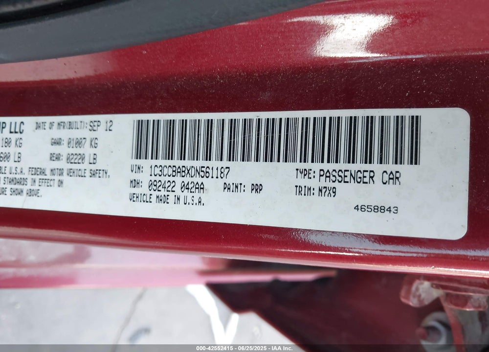 2013 CHRYSLER 200 VIN: 1C3CCBABXDN561187