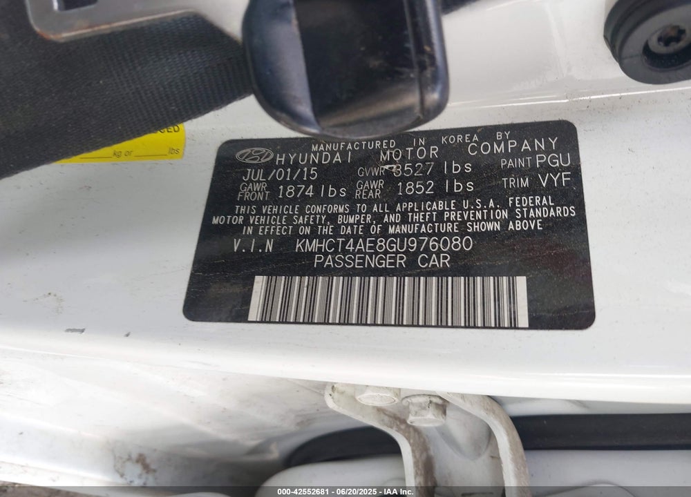 2016 HYUNDAI ACCENT SE VIN: KMHCT4AE8GU976080