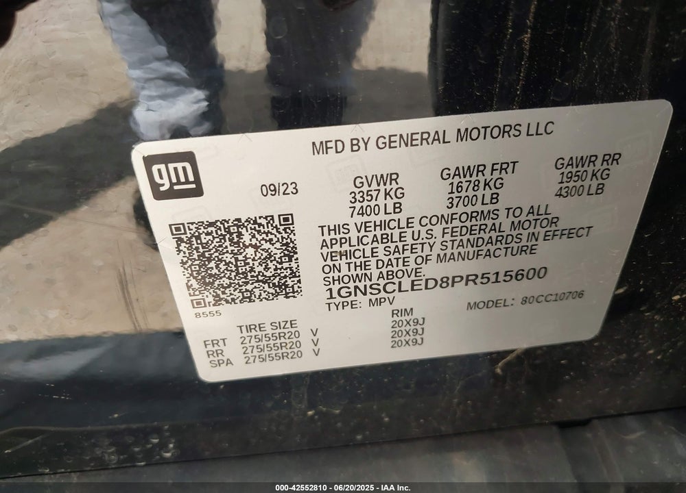 2023 CHEVROLET TAHOE 2WD COMMERCIAL FLEET VIN: 1GNSCLED8PR515600