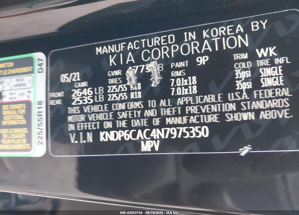 2022 KIA SPORTAGE NIGHTFALL EDITION VIN: KNDP6CAC4N7975350