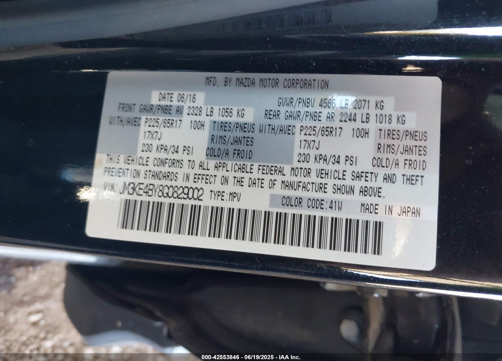 2016 MAZDA CX-5 VIN: JM3KE4BY8G0829002