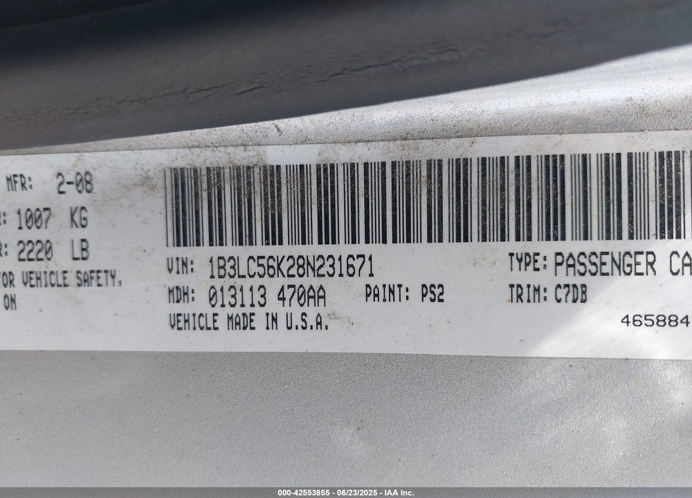 2008 DODGE AVENGER SXT VIN: 1B3LC56K28N231671