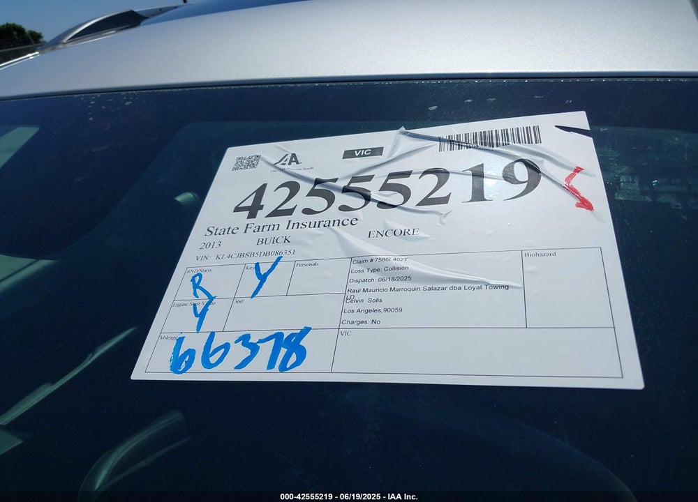 2013 BUICK ENCORE VIN: KL4CJBSB5DB086351