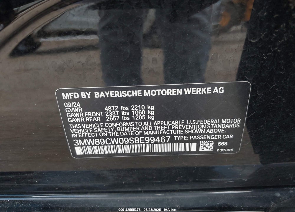 2025 BMW 3 SERIES 330I XDRIVE VIN: 3MW89CW09S8E99467