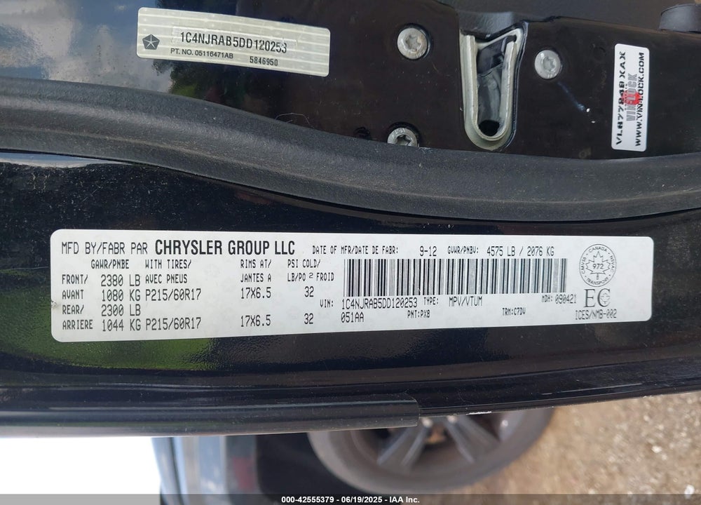 2013 JEEP PATRIOT SPORT/NORTH VIN: 1C4NJRAB5DD120253