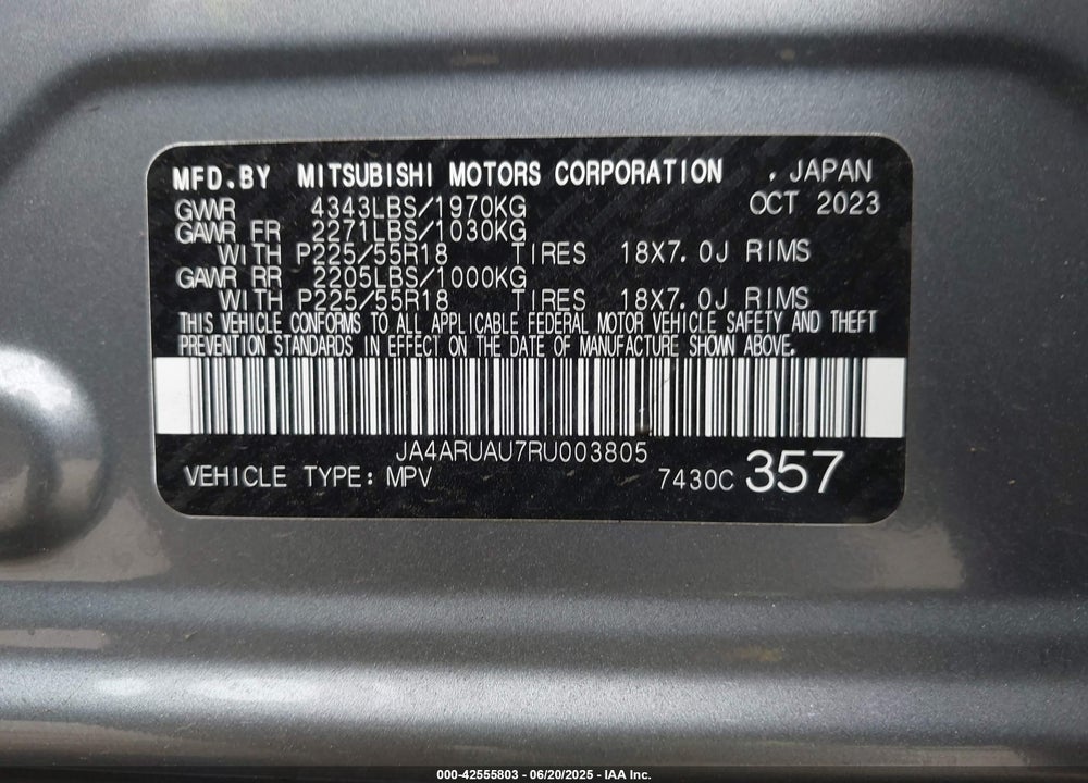 2024 MITSUBISHI OUTLANDER SPORT VIN: JA4ARUAU7RU003805