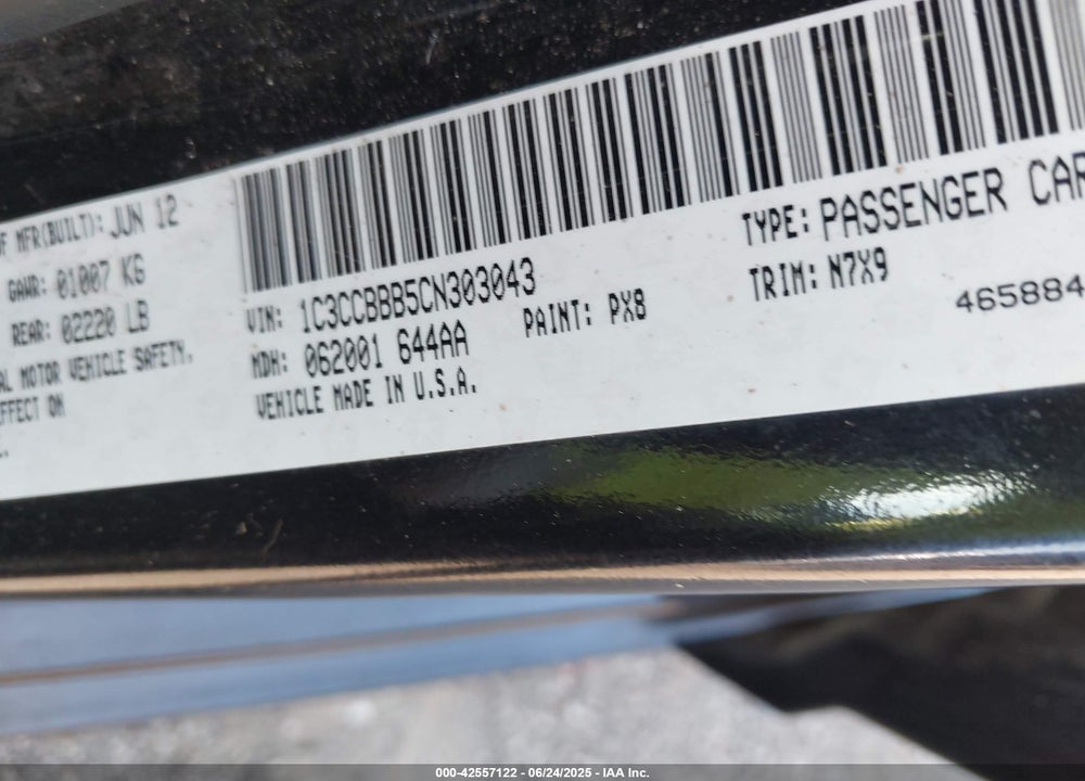 2012 CHRYSLER 200 VIN: 1C3CCBBB5CN303043