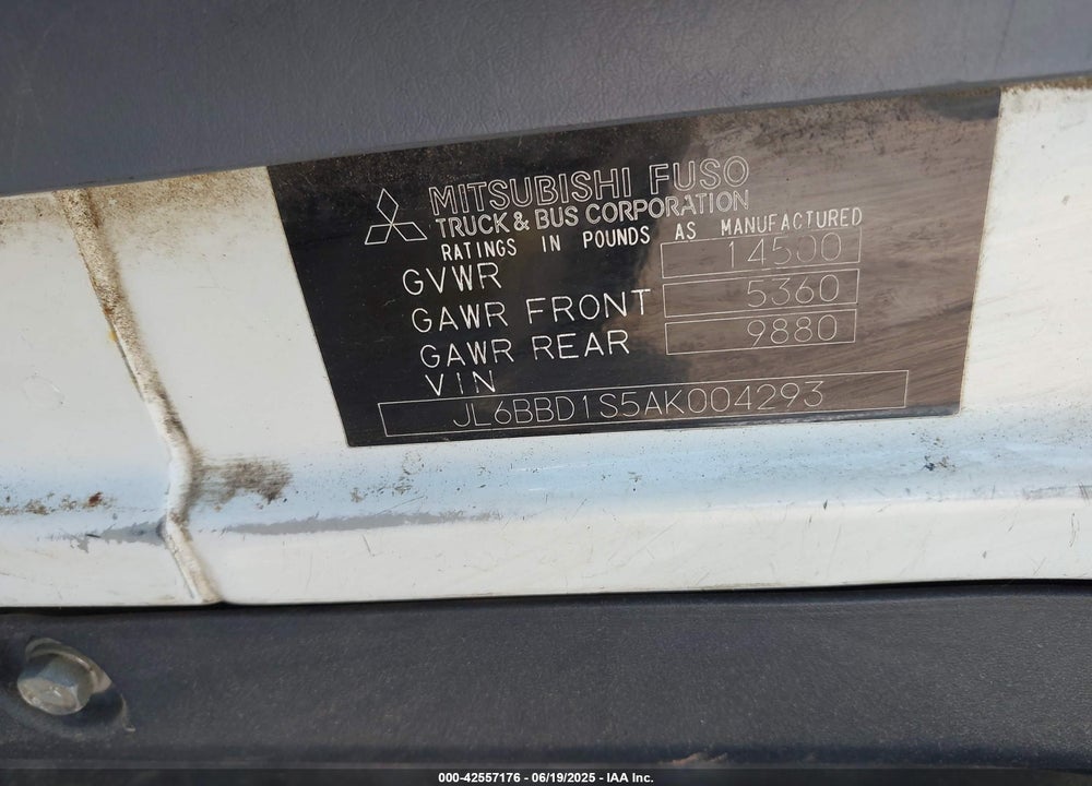 2010 MITSUBISHI FUSO TRUCK FE 84D VIN: JL6BBD1S5AK004293