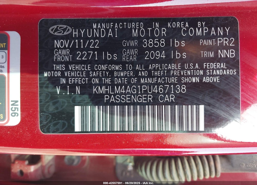 2023 HYUNDAI ELANTRA VIN: KMHLM4AG1PU467138