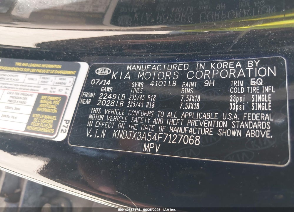 2015 KIA SOUL VIN: KNDJX3A54F7127068