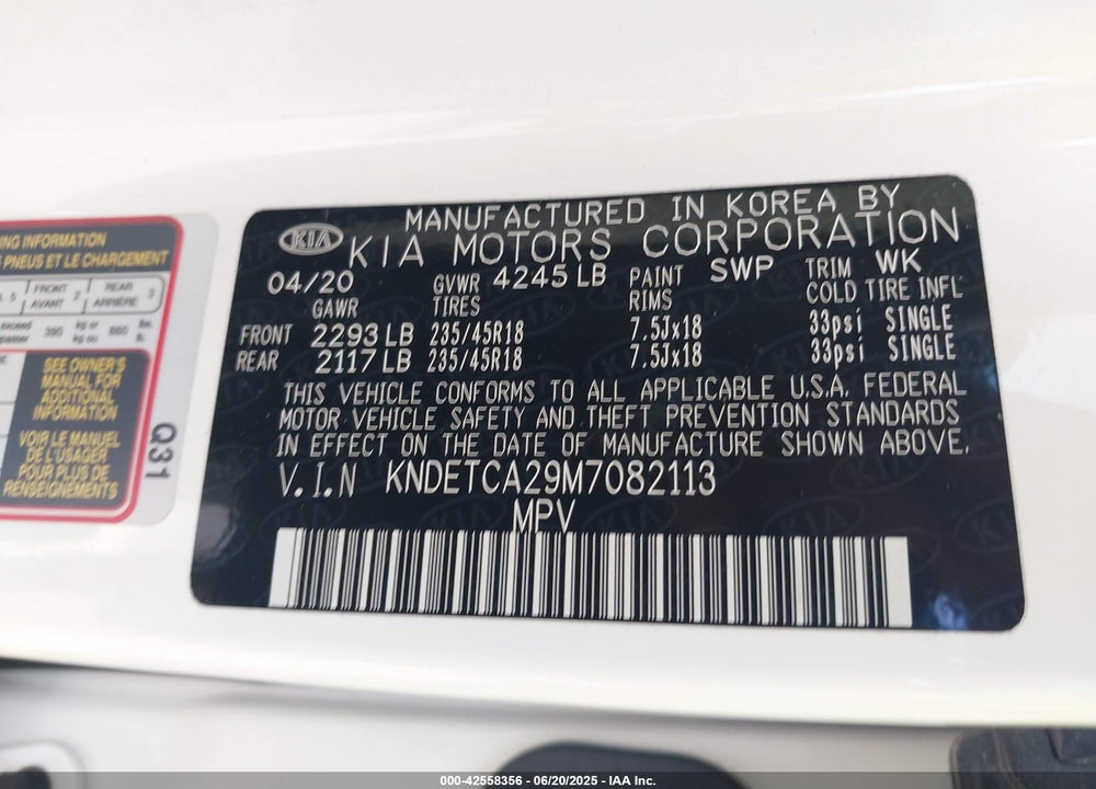 2021 KIA SELTOS VIN: KNDETCA29M7082113