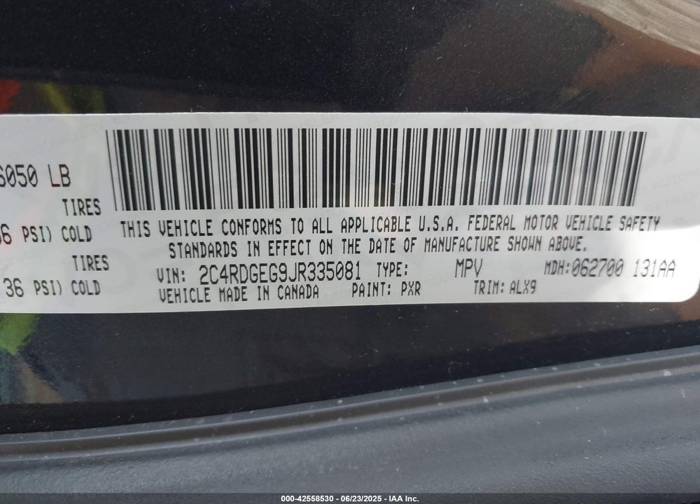 2018 DODGE GRAND CARAVAN GT VIN: 2C4RDGEG9JR335081