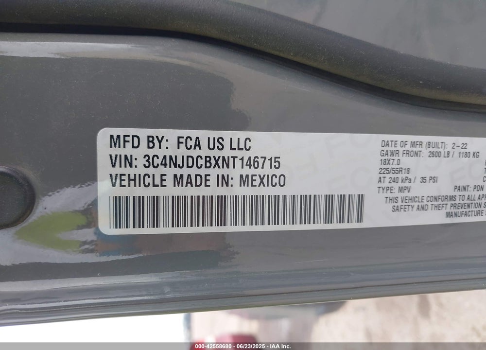 2022 JEEP COMPASS VIN: 3C4NJDCBXNT146715