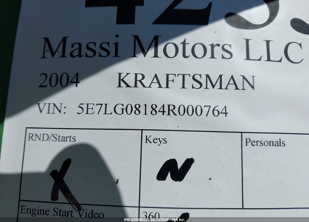 2004 KRAFTSMAN UTILITY TRLR VIN: 5E7LG08184R000764