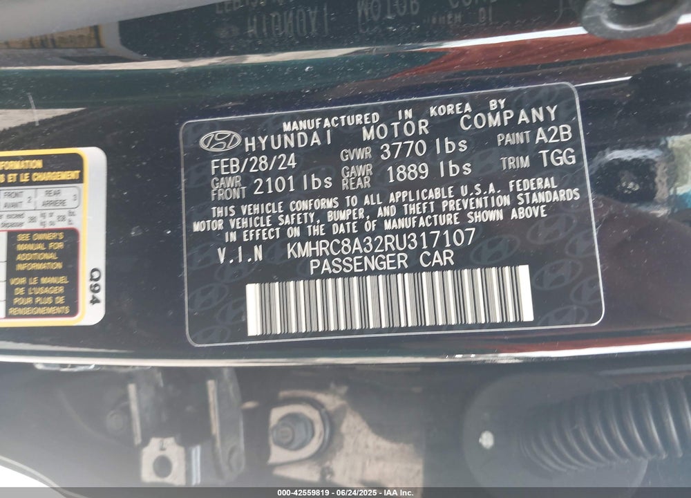 2024 HYUNDAI VENUE SEL VIN: KMHRC8A32RU317107