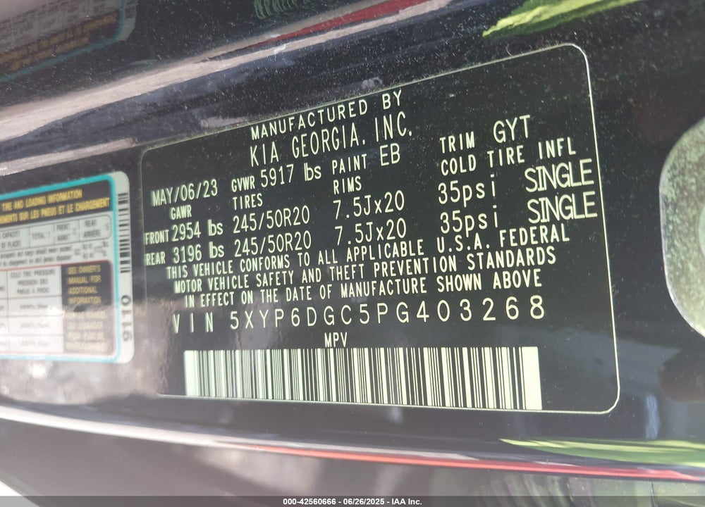 2023 KIA TELLURIDE VIN: 5XYP6DGC5PG403268
