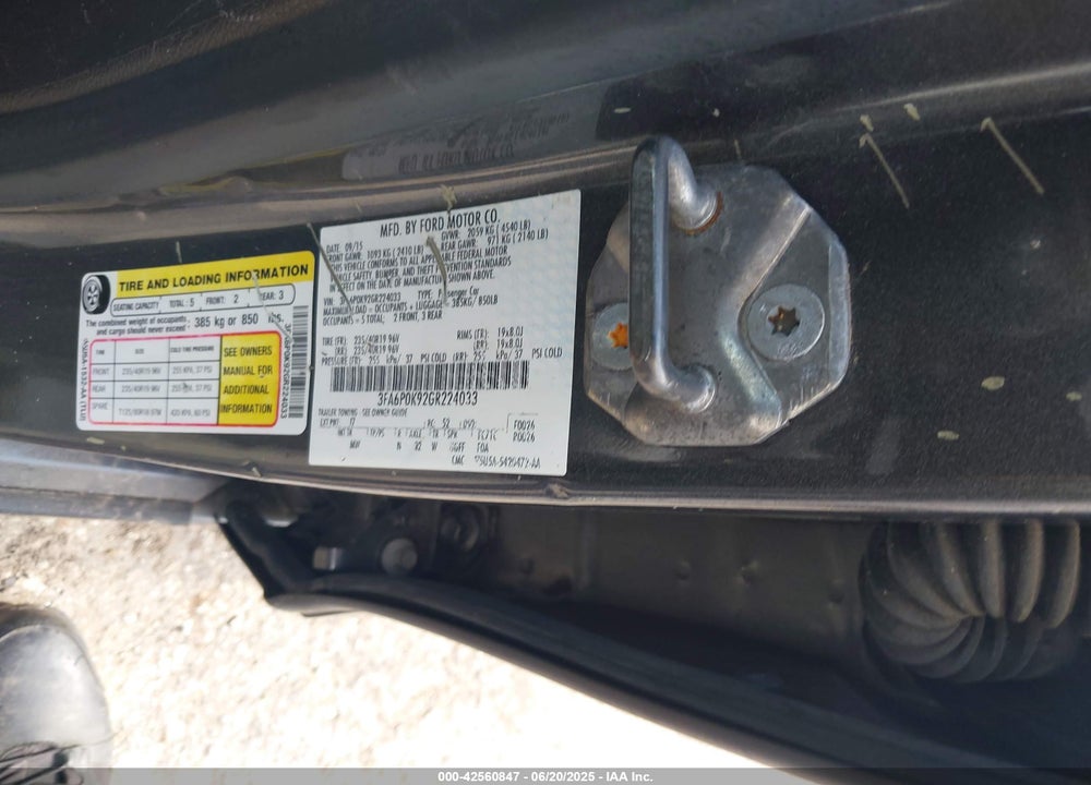 2016 FORD FUSION TITANIUM VIN: 3FA6P0K92GR224033
