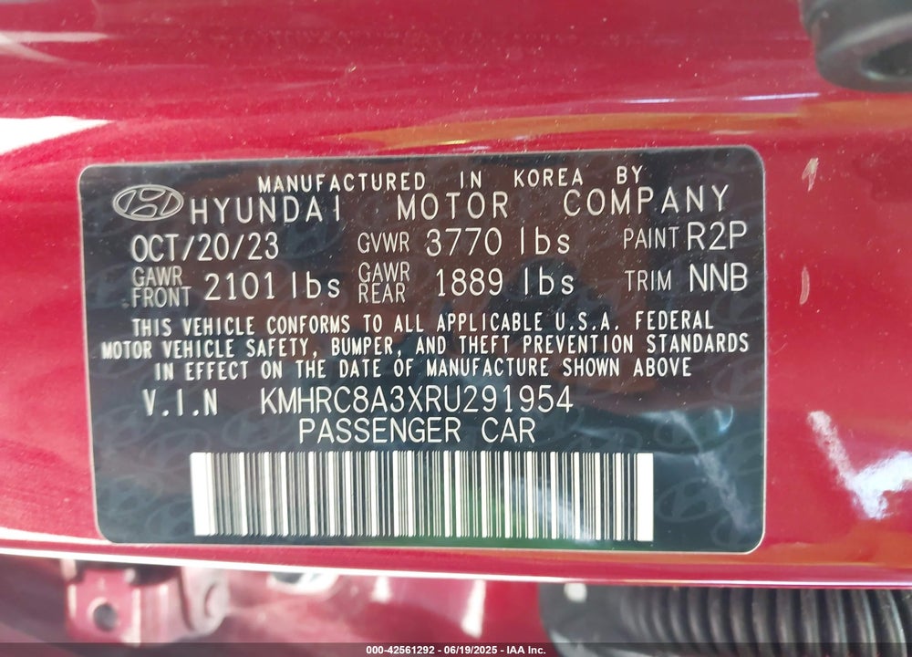 2024 HYUNDAI VENUE SEL VIN: KMHRC8A3XRU291954