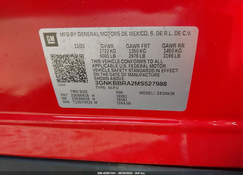 2021 CHEVROLET BLAZER FWD 1LT VIN: 3GNKBBRA2MS527988
