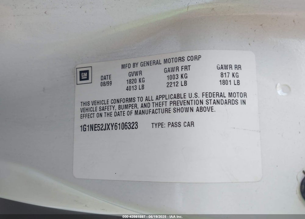2000 CHEVROLET MALIBU LS VIN: 1G1NE52JXY6106323