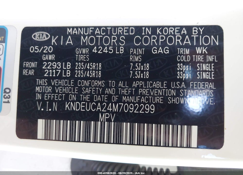 2021 KIA SELTOS VIN: KNDEUCA24M7092299