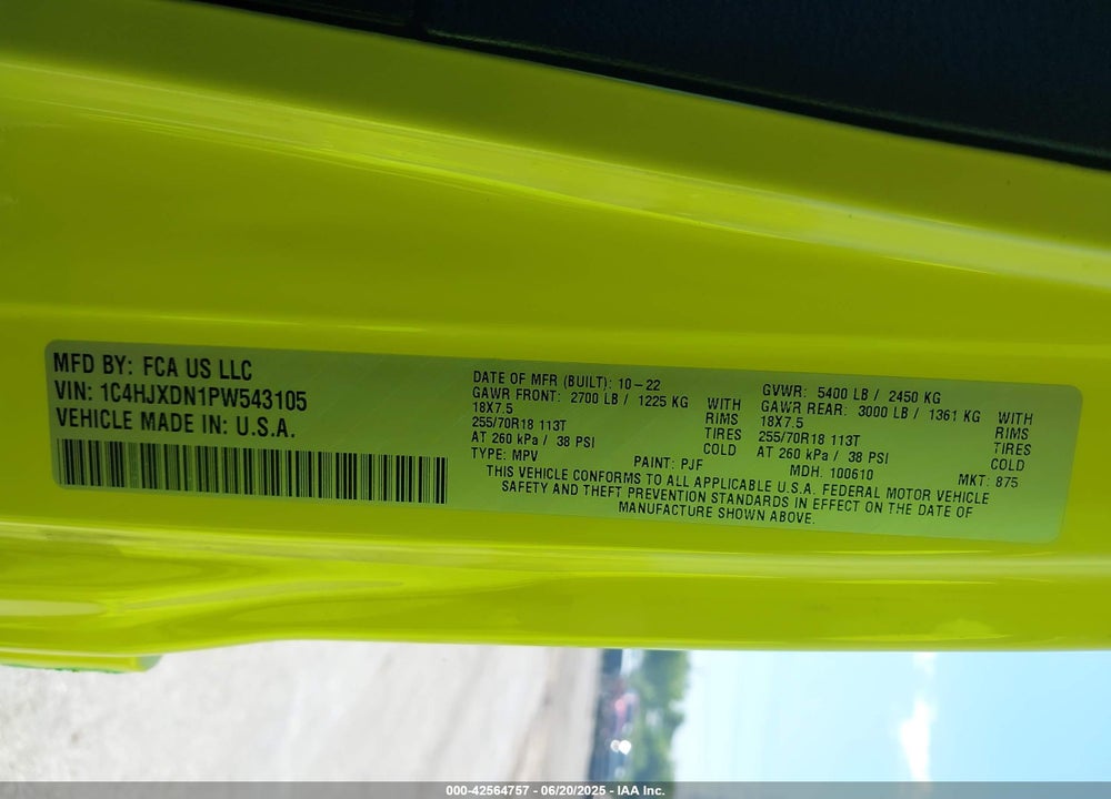 2023 JEEP WRANGLER / VIN: 1C4HJXDN1PW543105