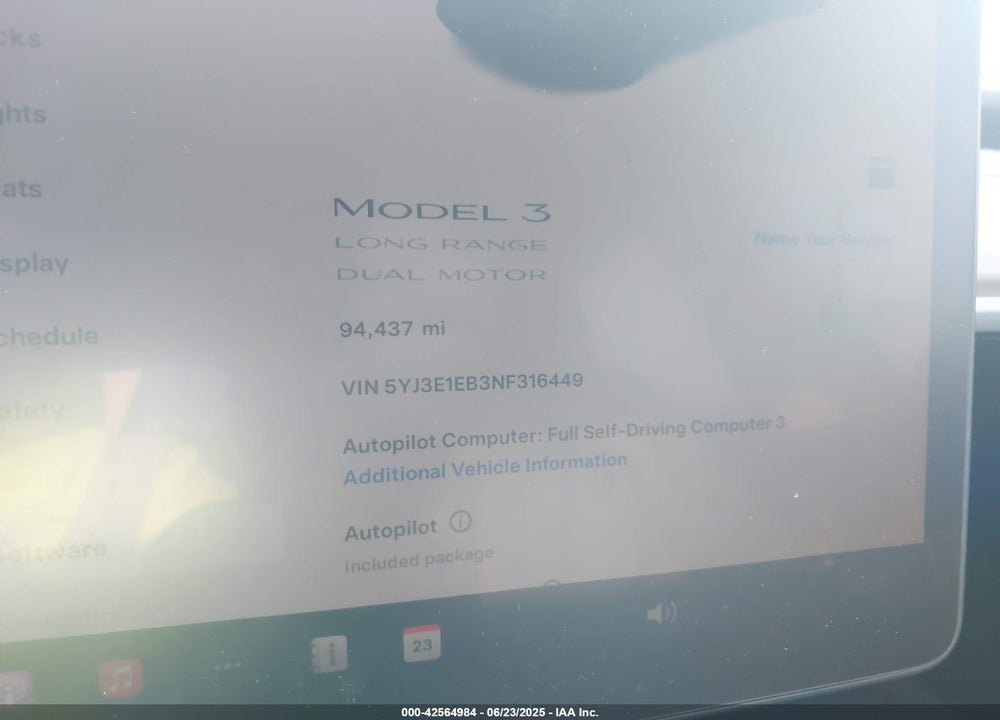 2022 TESLA MODEL 3 VIN: 5YJ3E1EB3NF316449