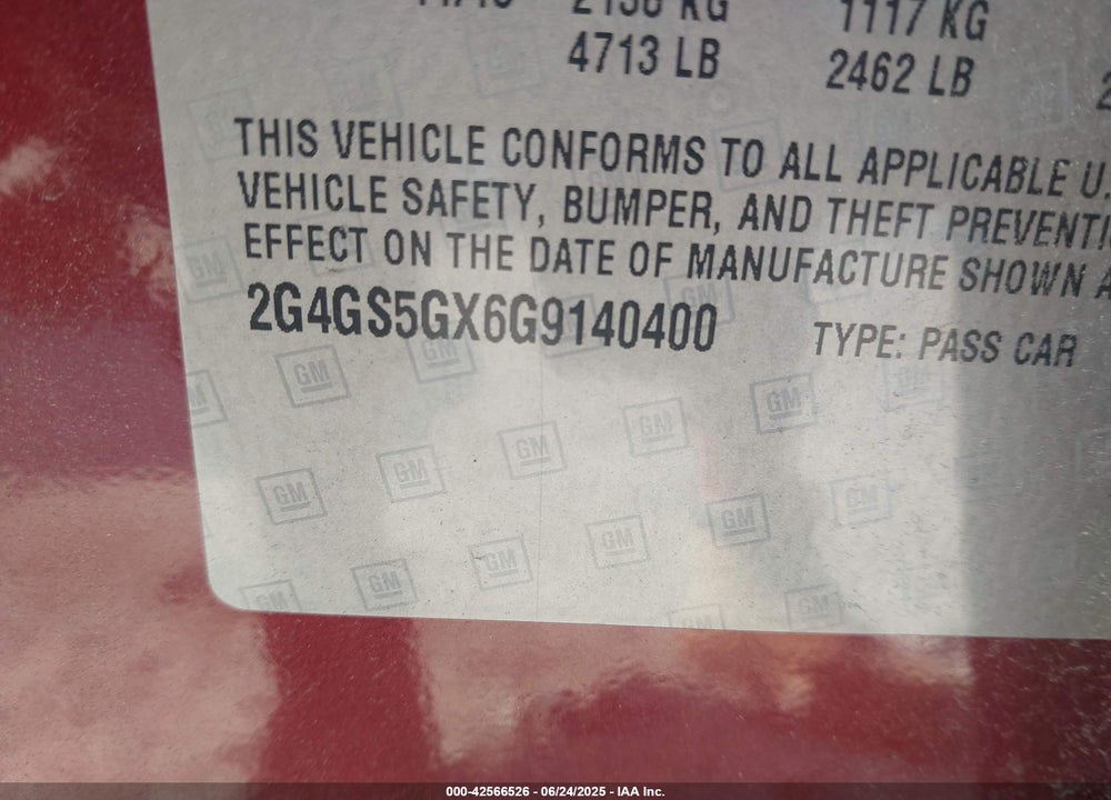 2016 BUICK REGAL VIN: 2G4GS5GX6G9140400