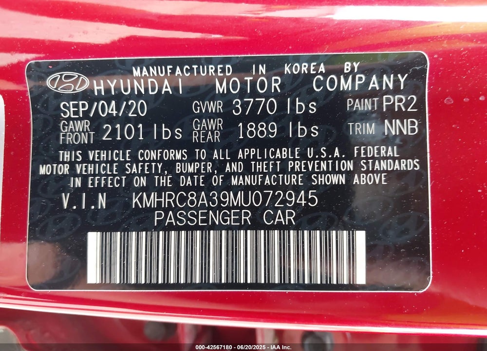 2021 HYUNDAI VENUE VIN: KMHRC8A39MU072945