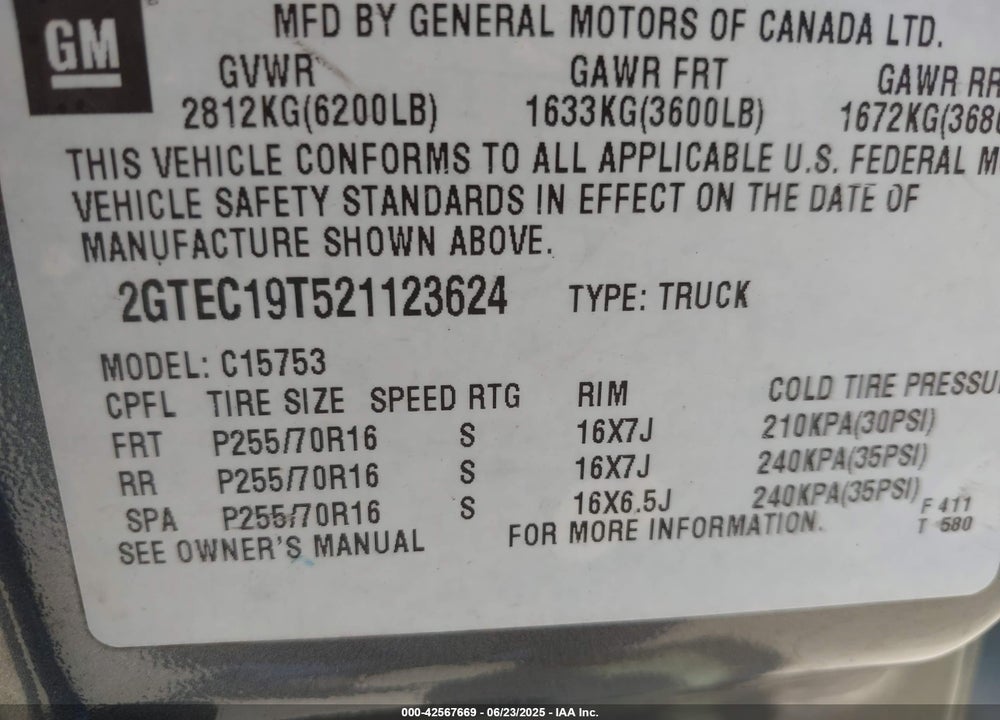 2002 GMC SIERRA 1500 SLE VIN: 2GTEC19T521123624
