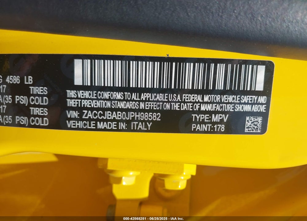 2018 JEEP RENEGADE UPLAND EDITION 4X4 VIN: ZACCJBAB0JPH98582