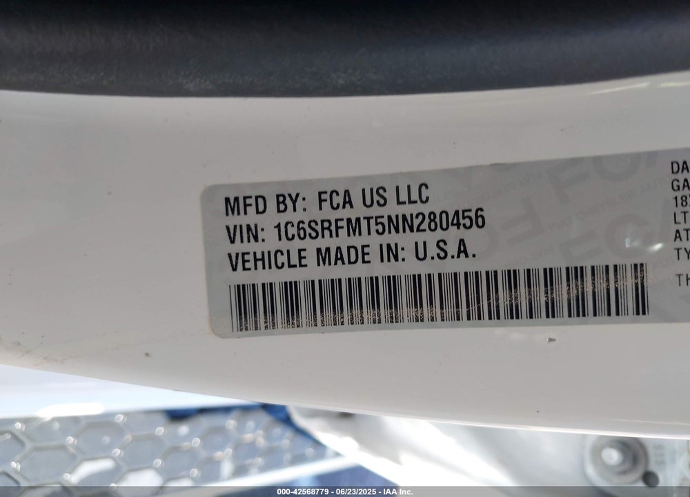 2022 RAM 1500 VIN: 1C6SRFMT5NN280456