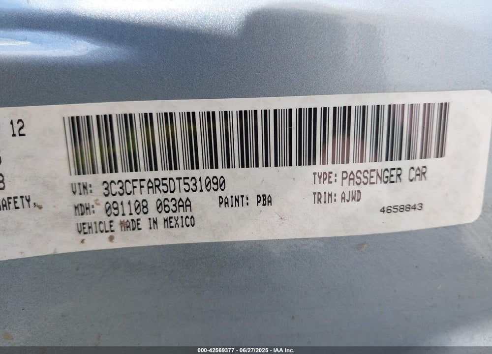 2013 FIAT 500 VIN: 3C3CFFAR5DT531090