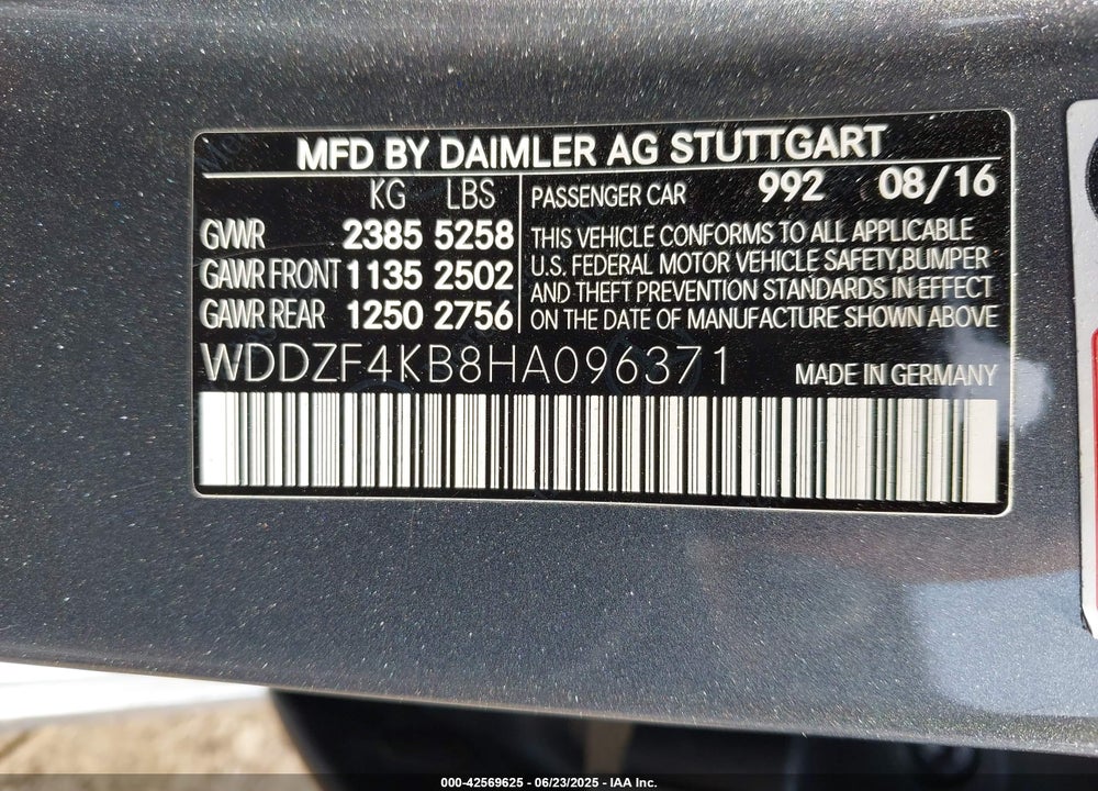 2017 MERCEDES-BENZ E 300 4MATIC VIN: WDDZF4KB8HA096371