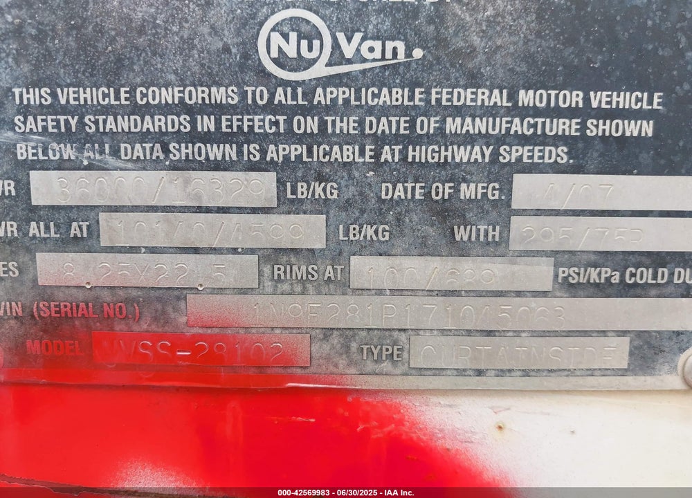 2007 NUVAN TECHNOLOGY INC --- VIN: 1N9F281P171045063