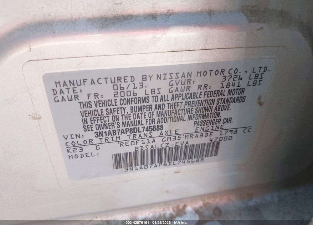 2013 NISSAN SENTRA VIN: 3N1AB7AP8DL745688