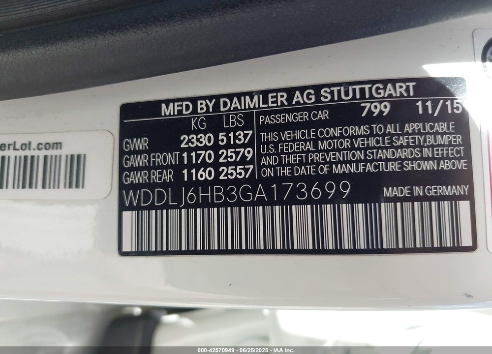 2016 MERCEDES-BENZ CLS 400 VIN: WDDLJ6HB3GA173699