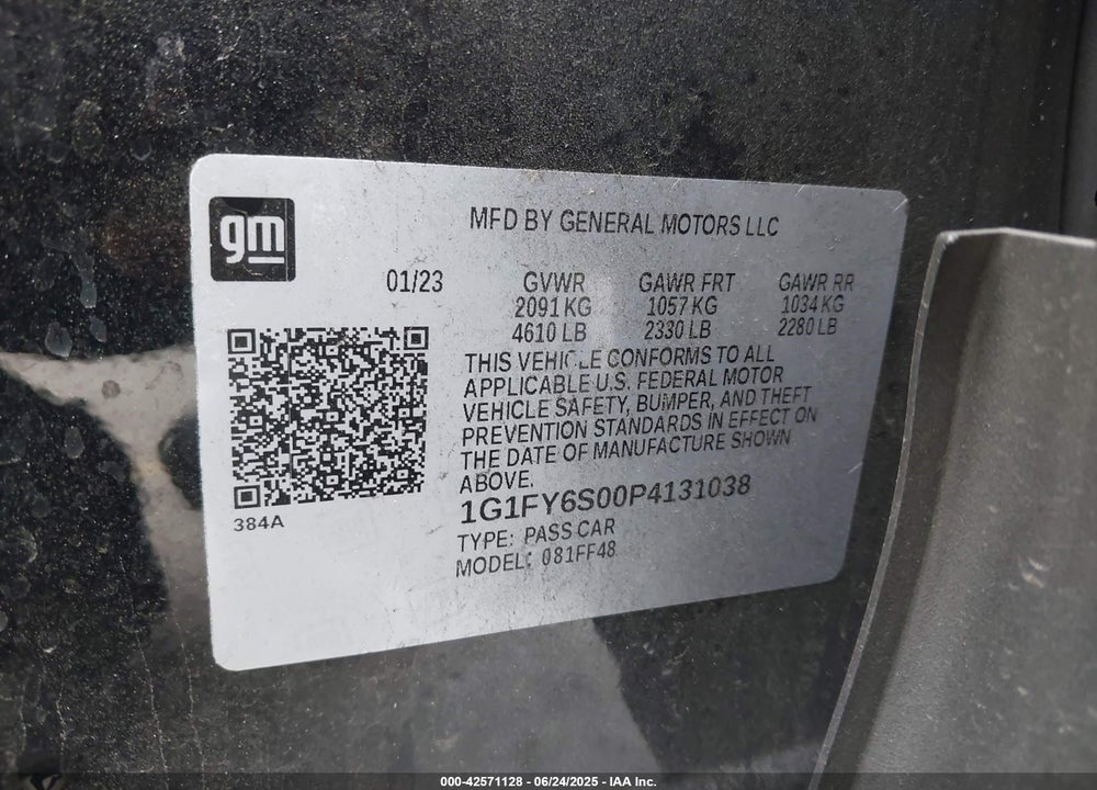 2023 CHEVROLET BOLT EUV VIN: 1G1FY6S00P4131038