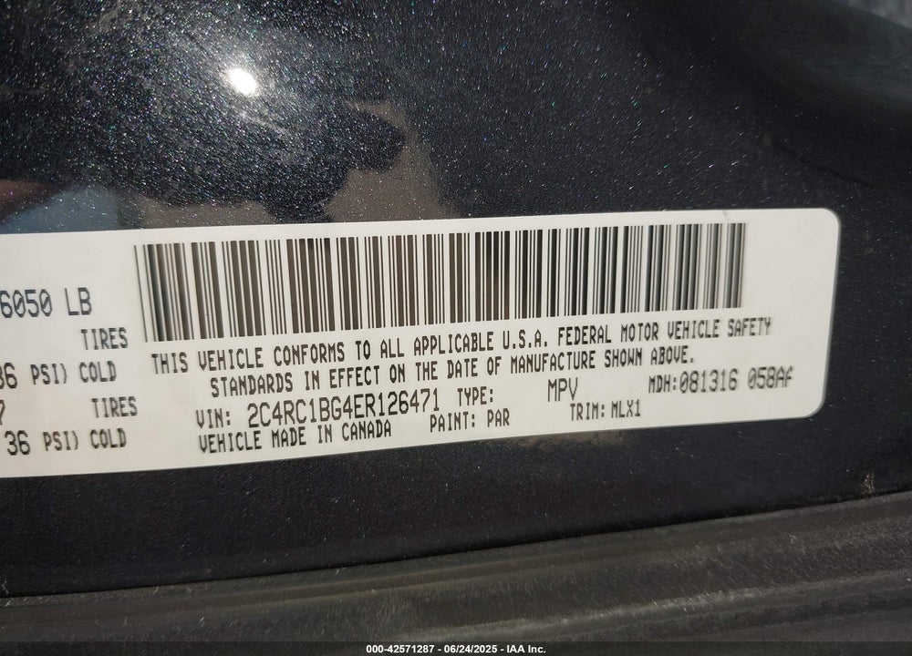 2014 CHRYSLER TOWN & COUNTRY VIN: 2C4RC1BG4ER126471