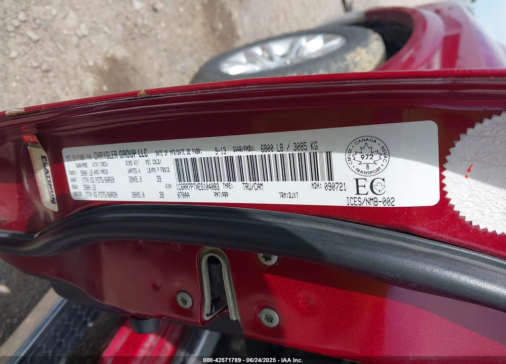 2014 RAM 1500 VIN: 1C6RR7PTXES104083