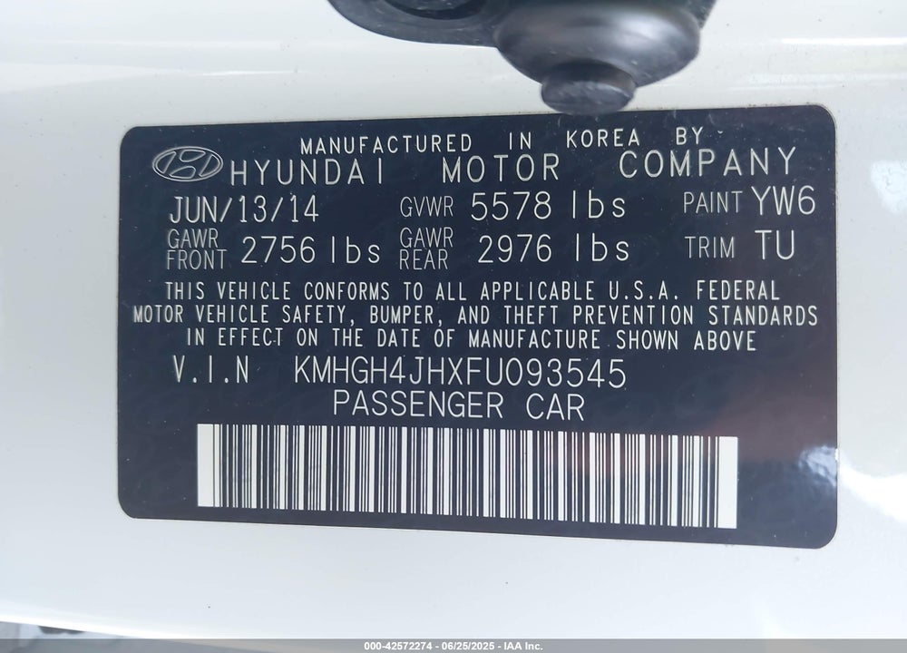 2015 HYUNDAI EQUUS ULTIMATE VIN: KMHGH4JHXFU093545