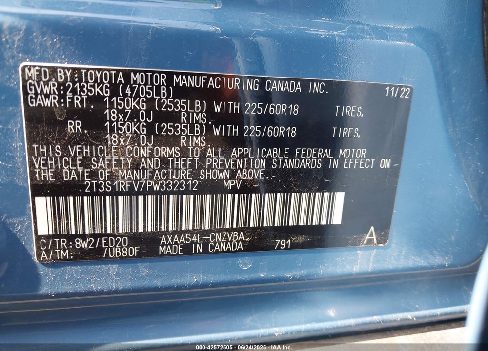 2023 TOYOTA RAV4 VIN: 2T3S1RFV7PW332312