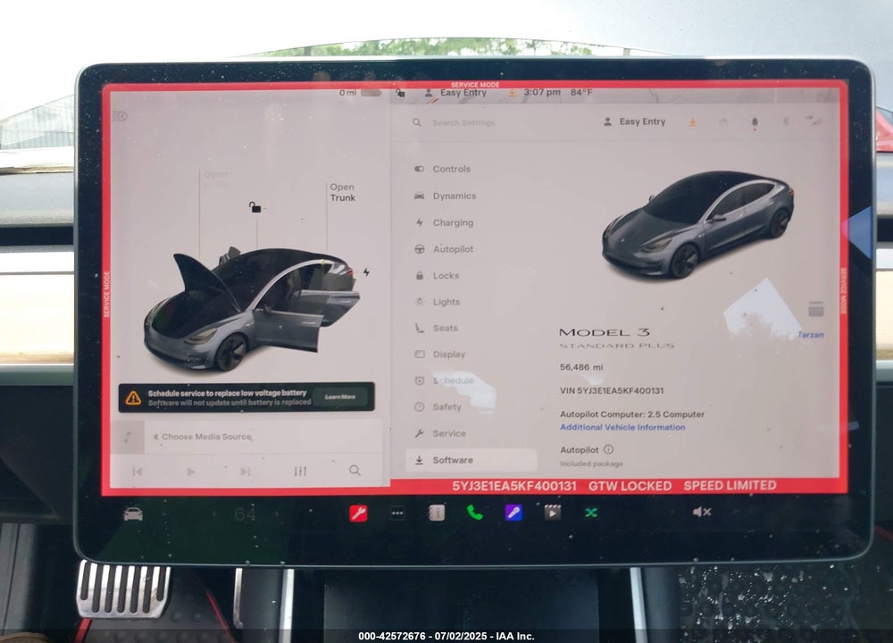2019 TESLA MODEL 3 VIN: 5YJ3E1EA5KF400131