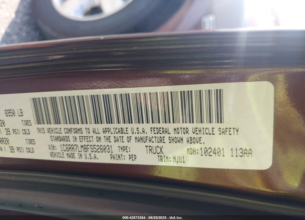 2015 RAM 1500 VIN: 1C6RR7LM8FS526031
